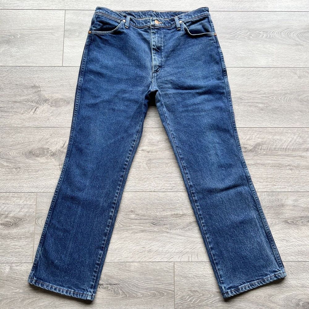 Wrangler Jeans Men's 36 x 30 Dark Blue Denim Straight Leg Cowboy Cut 947STR
